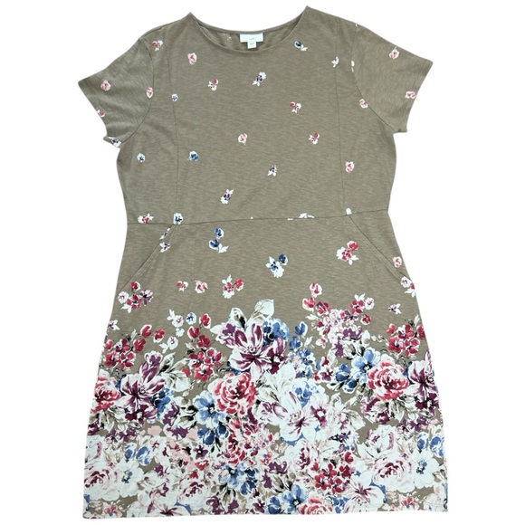 J. Jill Floral Midi Short Sleeve Pockets Dress - Picture 1 of 5